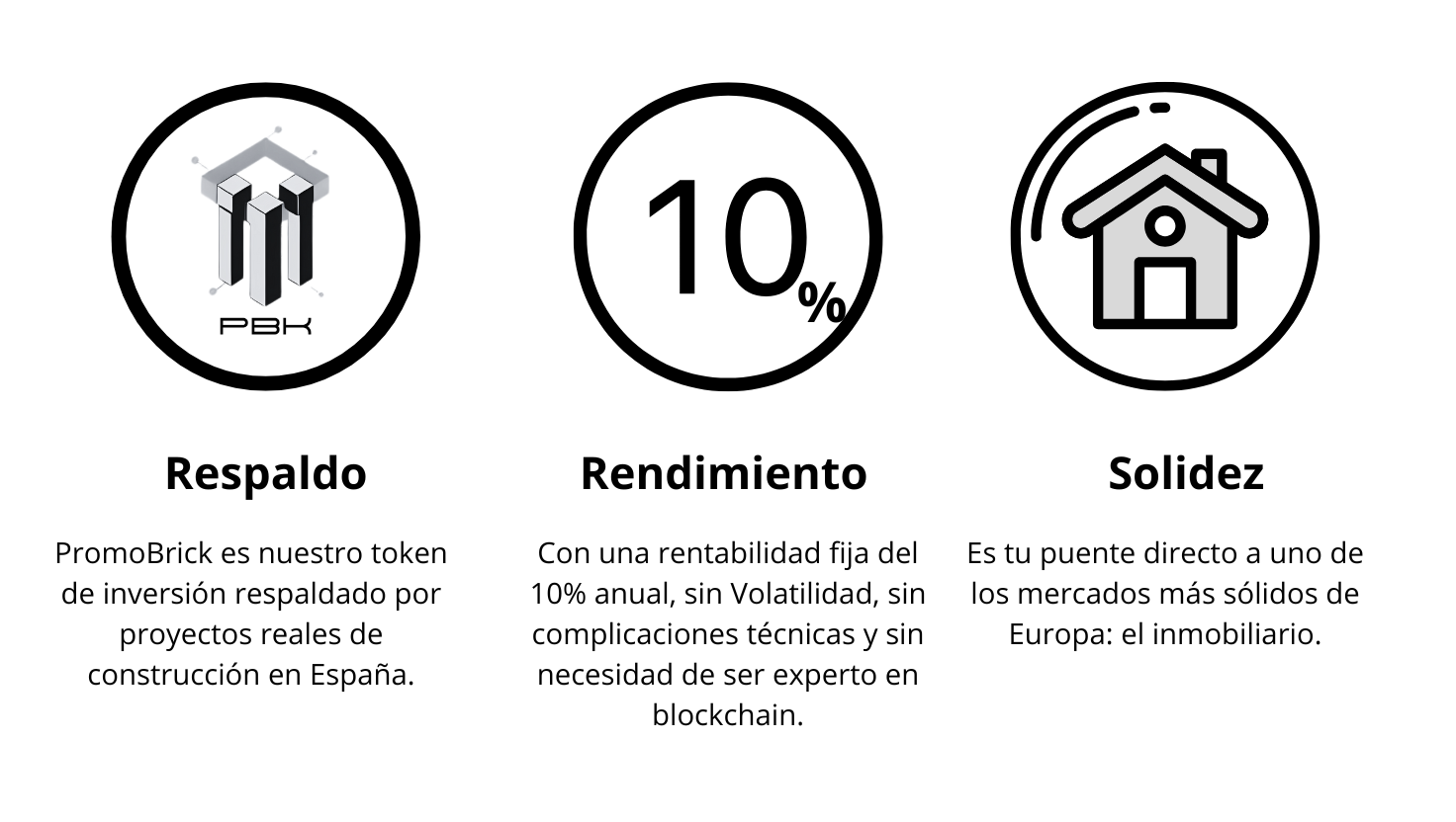PromoBrick es nuestro token de inversión respaldado por proyectos reales de construcción en España. Con una rentabilidad fija del 10% anual, sin complicaciones técnicas y sin necesidad de ser experto en blockchain. Es tu puente directo a uno de los mercados más sólidos de Europa: el inmobiliario.